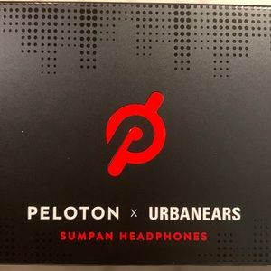 Peloton - Urbanears Sumpan Earbuds and water bottle